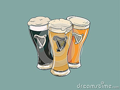 Illustration of Traditional Guinness Beer for St. Patrick's Day Vector Illustration
