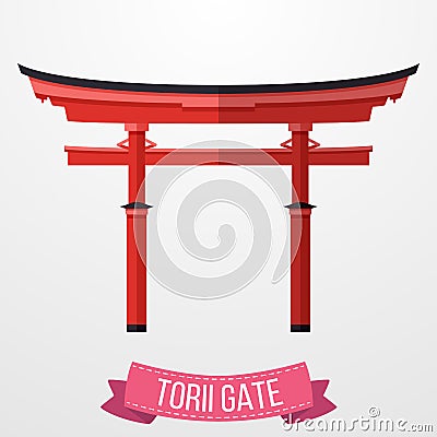 Traditional Japanese Torii gate on white background Stock Photo