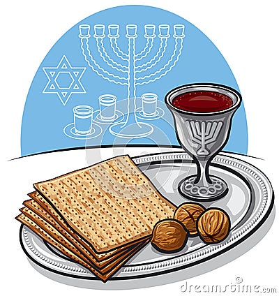 Traditional jewish matzoh in passover Vector Illustration