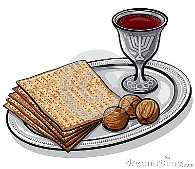 Traditional jewish matzoh Vector Illustration