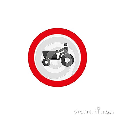 Illustration of a traffic sign icon prohibiting entry to agricultural vehicles on a white background Cartoon Illustration