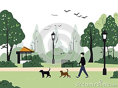 Illustration of Tranquil Park Stroll for Relaxation Vector Illustration