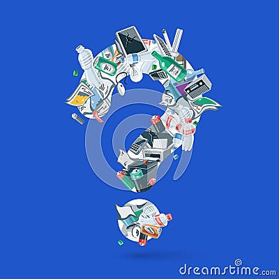 Illustration of Trash Elements Forming a Waste Question Mark Vector Illustration