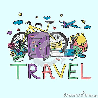 Illustration of travel collection Vector Illustration