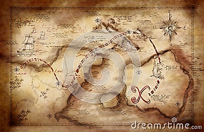 Illustration of a treasure map Stock Photo
