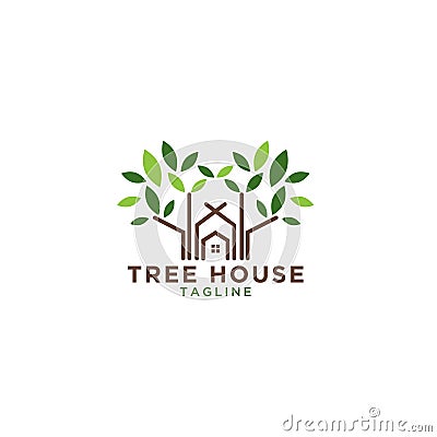 Tree house logo design template Vector Illustration