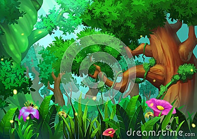 Illustration: The Tree Land. Stock Photo