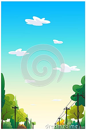 Illustration of a tree path beautiful sky Vector Illustration