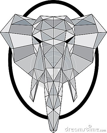 illustration triangle line of elephant with circle Cartoon Illustration