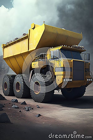 illustration, truck for mining, ai generative Cartoon Illustration