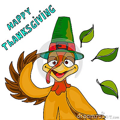 Illustration turkey hat. Thanksgiving card. Vector Illustration