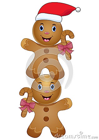 Two cute cartoon gingerbread. christmas traditional cookies vector illustration Vector Illustration