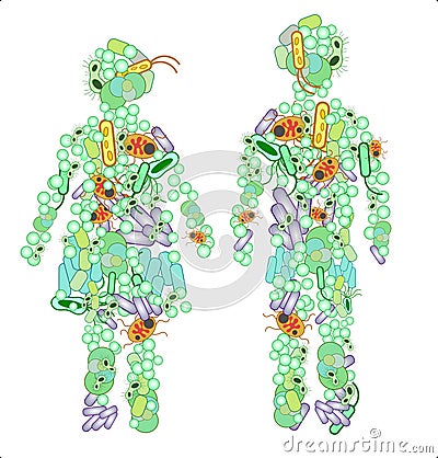 Illustration of two figures made out of microbes Stock Photo