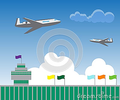 Illustration of two flying aircraft Vector Illustration