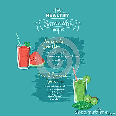 Illustration of two healthy smoothie recipes - eps8 Vector Illustration