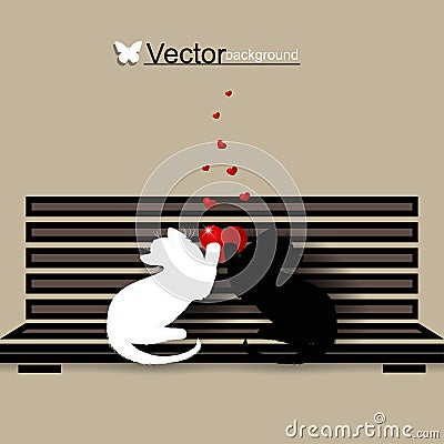 Illustration of two loving cats Vector Illustration