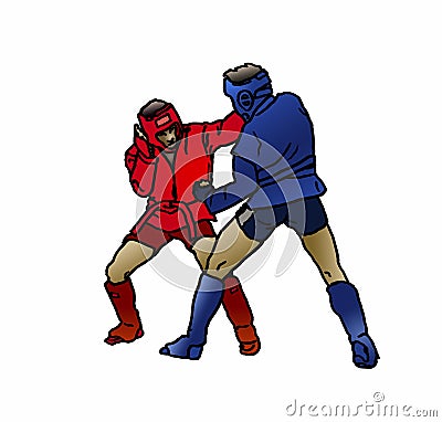 Illustration Of Two Male Combat Sambo Fighters Stock Photo