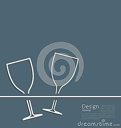 Illustration two wineglass wedding invitation card Vector Illustration
