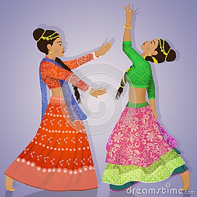 Two women dancing the Bollywood Indian dance Stock Photo