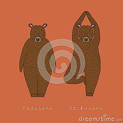 Illustration of two yoga bears Vector Illustration