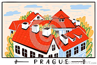 Prague city buildings vector illustration Vector Illustration