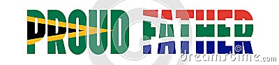 Illustration of Unofficial Proud Father logo with South African flag overlaid on text Stock Photo