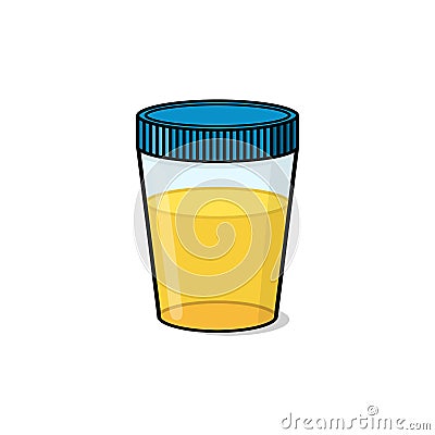 Urine test container illustration on white background Cartoon Illustration