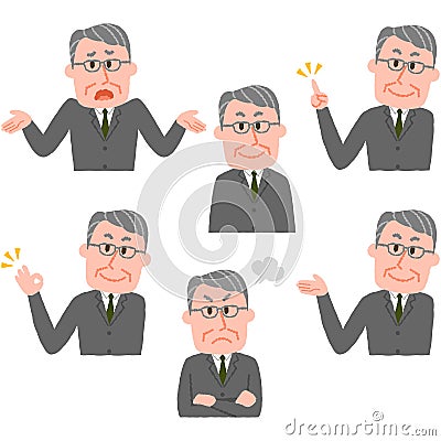 Illustration of various facial expressions of a man Vector Illustration