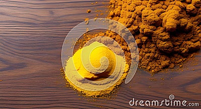 Illustration with various golden spices Stock Photo