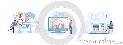 illustration with various items and symbols, enterprise strategy developmen. Vector Illustration