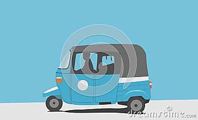 Vector Bajaj biru or Tuk tuk Public Transportation Stock Photo