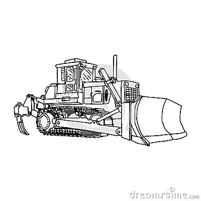 Illustration vector doodles hand drawn loader bulldozer excavato Vector Illustration