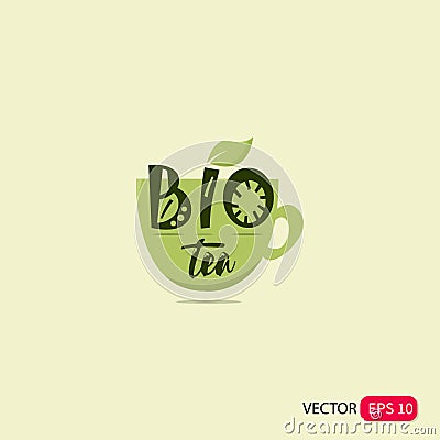 Vector graphic bio logo design for healthy tea with very simple writing design Stock Photo