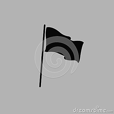 An illustration vector graphic of black waving flag with pole Vector Illustration