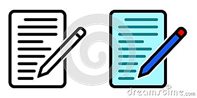 Blue and Black Color Cartoon checklist icon Stock Photo