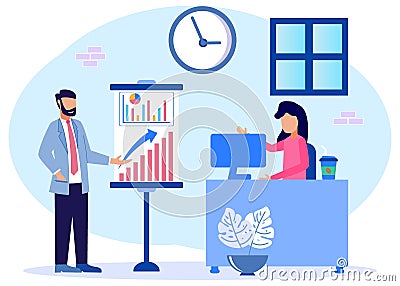 Illustration vector graphic cartoon character of business presentation Vector Illustration