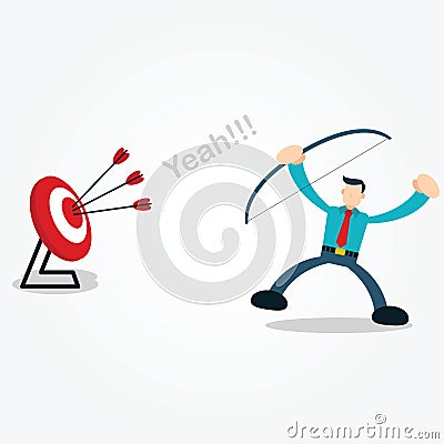 Businessman Shoot a Target using Archery Stock Photo