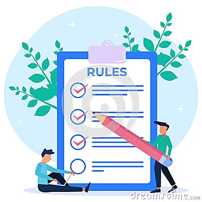 Illustration vector graphic cartoon character of list of rules Vector Illustration