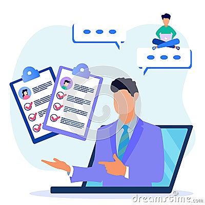 Illustration vector graphic cartoon character of online job interview Vector Illustration