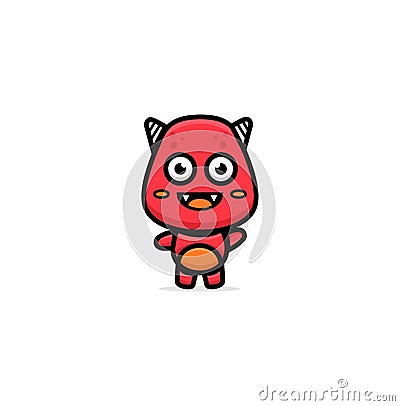 Illustration of cute character red monster Vector Illustration