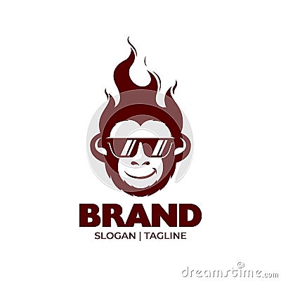 Illustration vector graphic of fire monkey logo Vector Illustration