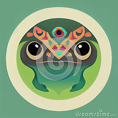illustration vector graphic of green frog in in circle Vector Illustration