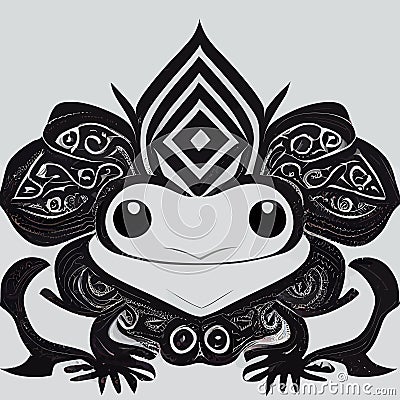 illustration graphic of black and white smiling frog Vector Illustration