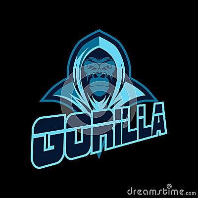 Illustration vector graphic of head gorilla logo.perfect for e sport Cartoon Illustration