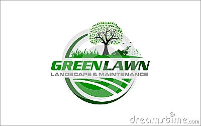 Illustration vector graphic of lawn care, landscape, grass concept logo design template Vector Illustration