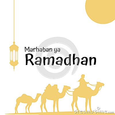 Illustration vector graphic Marhaban Ya Ramadhan Vector Illustration