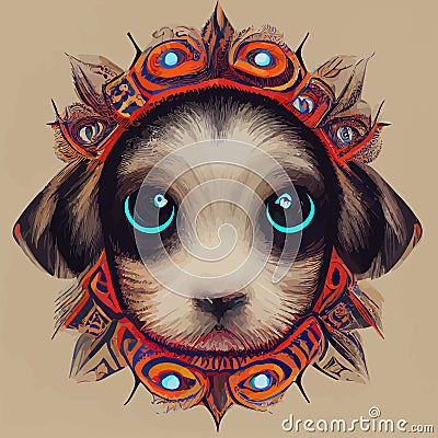 illustration vector graphic of puppy in hand draw tribal style good for customize your design Vector Illustration