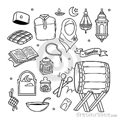 Illustration vector graphic of ramadan doodle 2 Vector Illustration