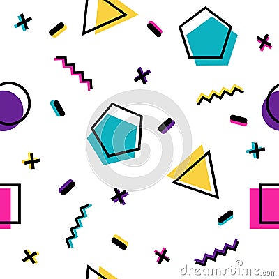 Illustration vector graphic of seamless square triangle circle memphis style. Vector Illustration