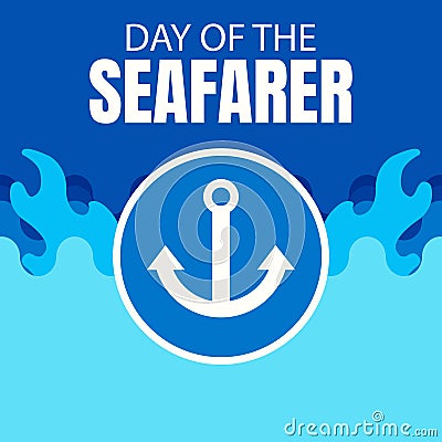illustration vector graphic of ship anchor in the middle of the sea waves Vector Illustration